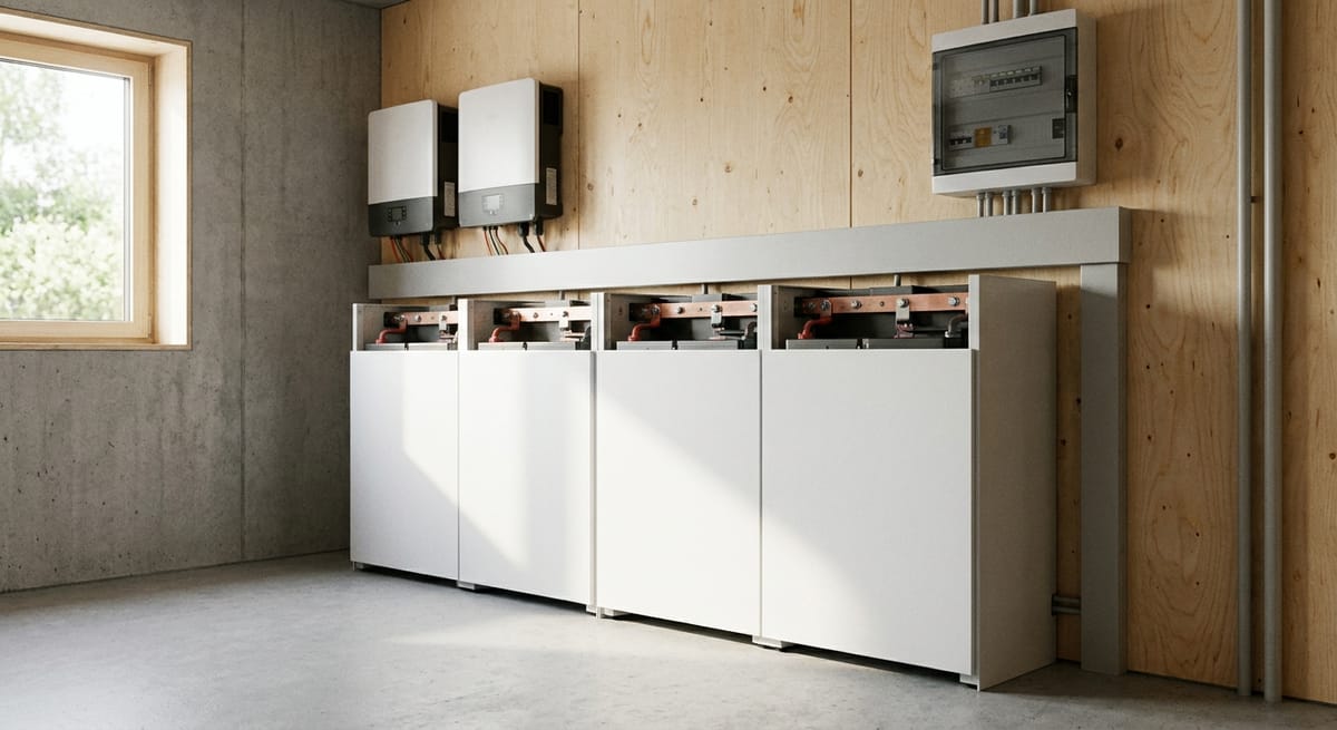 Lithium batteries for off-grid power system installed in a residential energy room