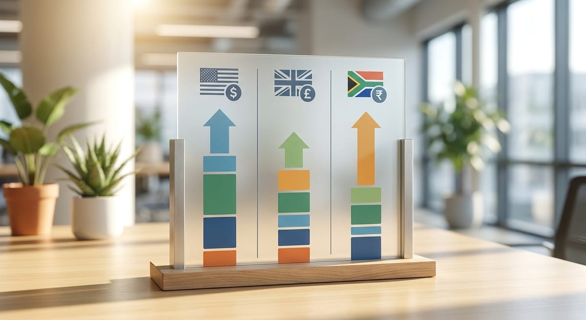 Off grid backup power regional pricing comparison chart for US, UK and South Africa