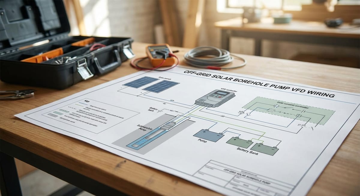off-grid solar borehole pump VFD wiring diagram