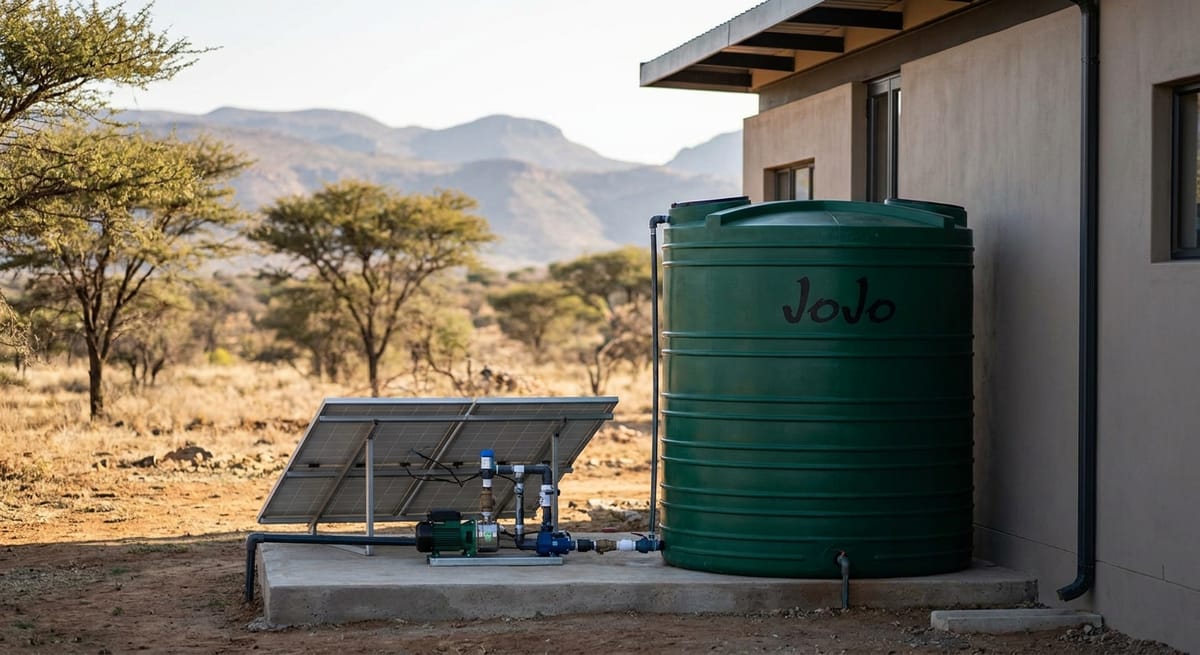 South Africa JoJo tank borehole water storage off-grid